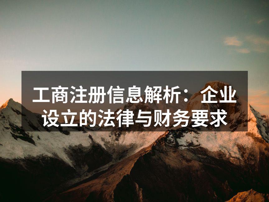 工商注册信息解析：企业设立的法律与财务要求