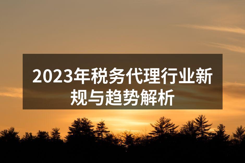2023年税务代理行业新规与趋势解析