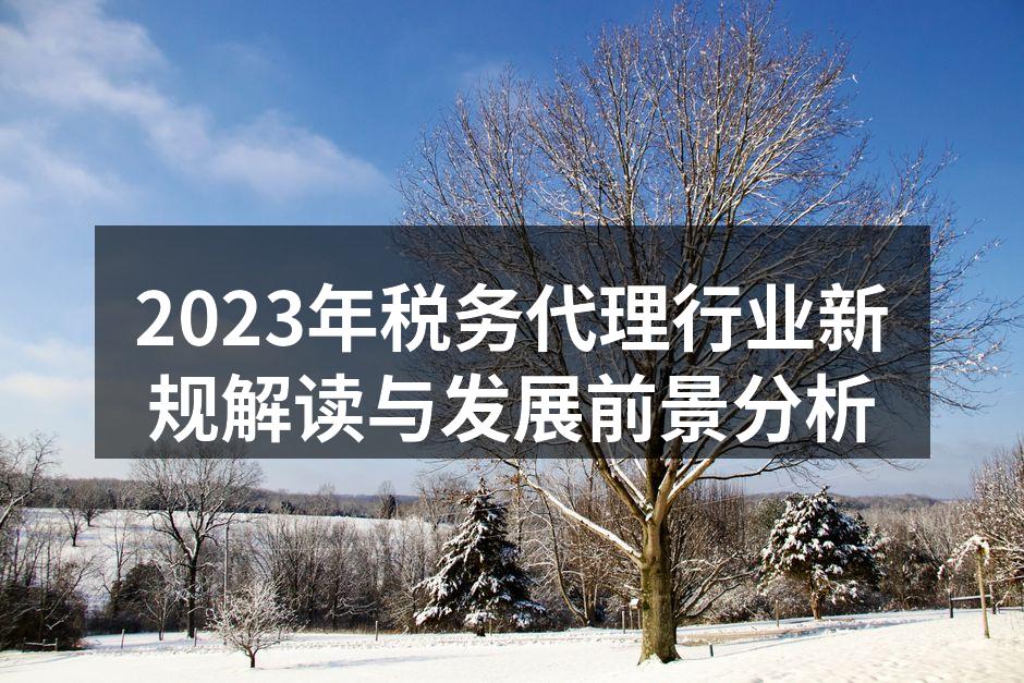 2023年税务代理行业新规解读与发展前景分析